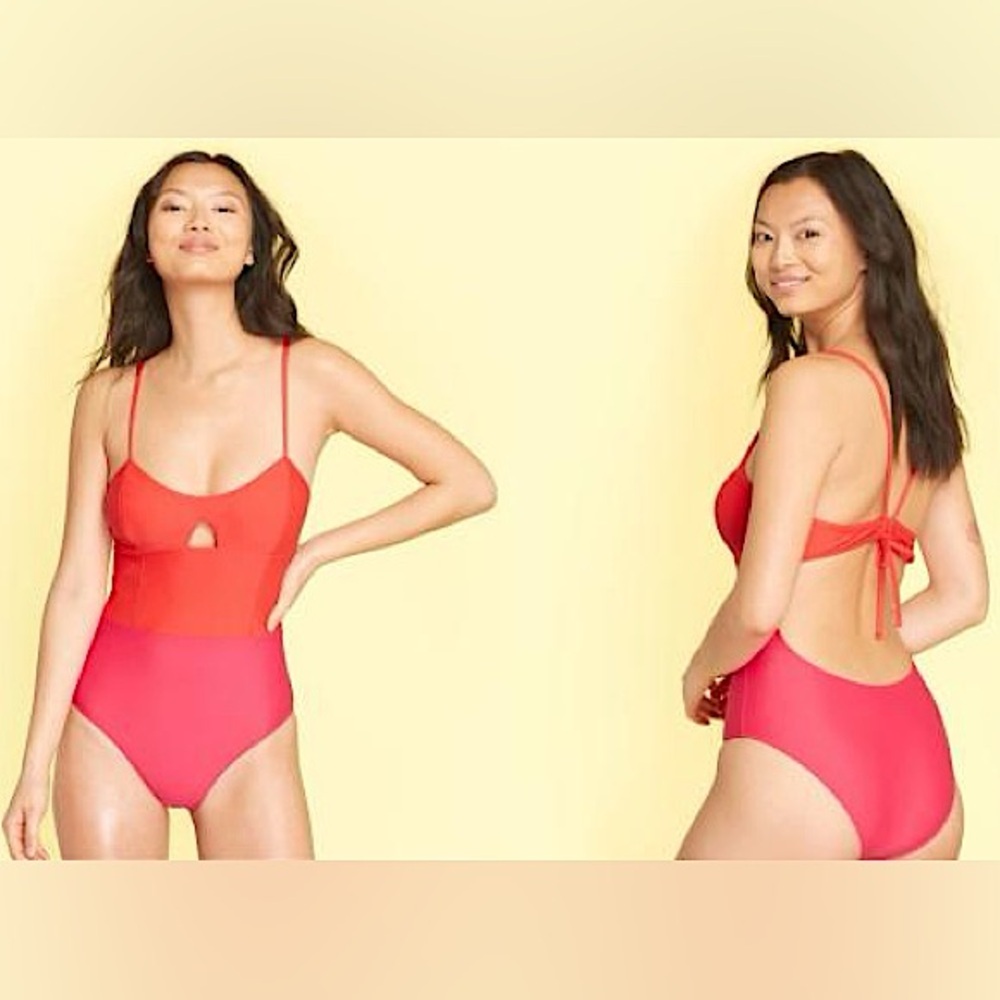 Summersalt The Swan Dive One Piece Pink Coral Red 14 NWT
